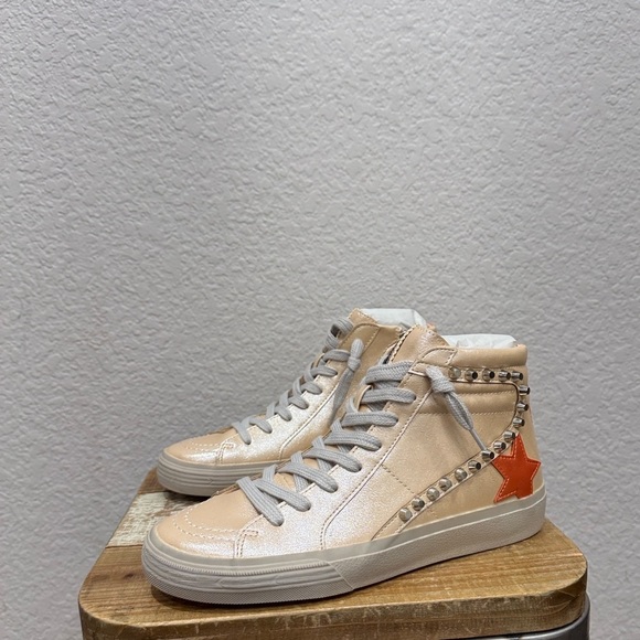Shu Shop Riri Metallic Hi Top Sneakers Size 8 - Picture 4 of 7